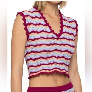27 Miles Anakin Vest Top Crochet Boho Burgundy NWT